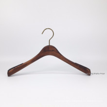 DL457 Garment hanger vintage hand brush wooden hanger Dark coffee store clothing hanger with no-silp antique copper round hook